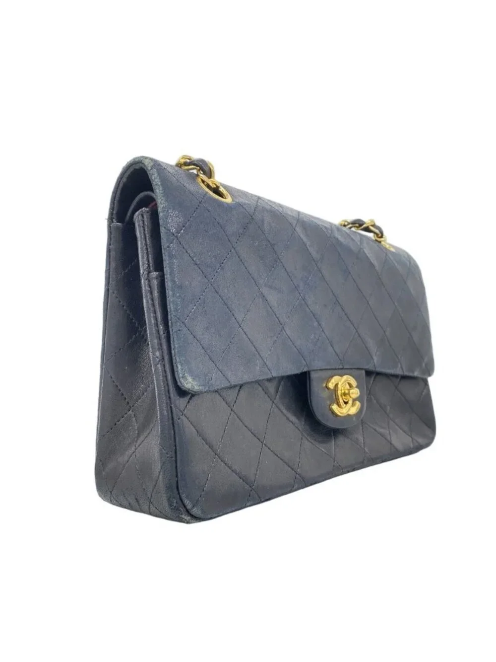 Chanel Shoulder Bag Quilted Lambskin Black Gold